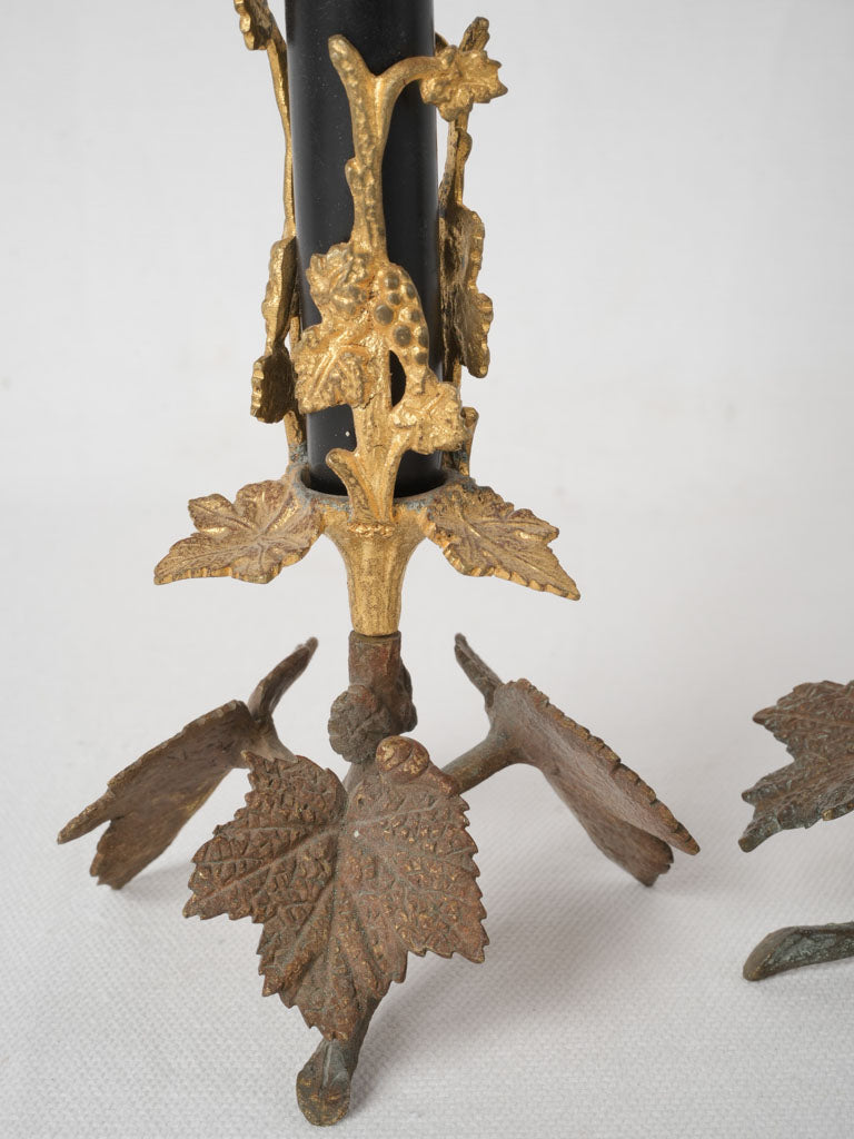 Antique candle holders with grape motif