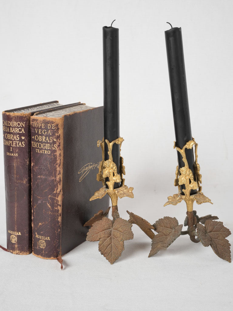 Late 19th-century ornate bronze candlesticks