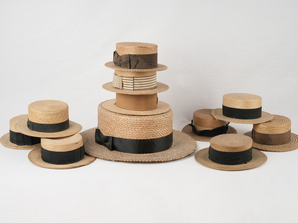 Vintage straw boater hats collection