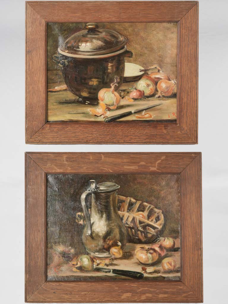 Antique oil on canvas still life paintings