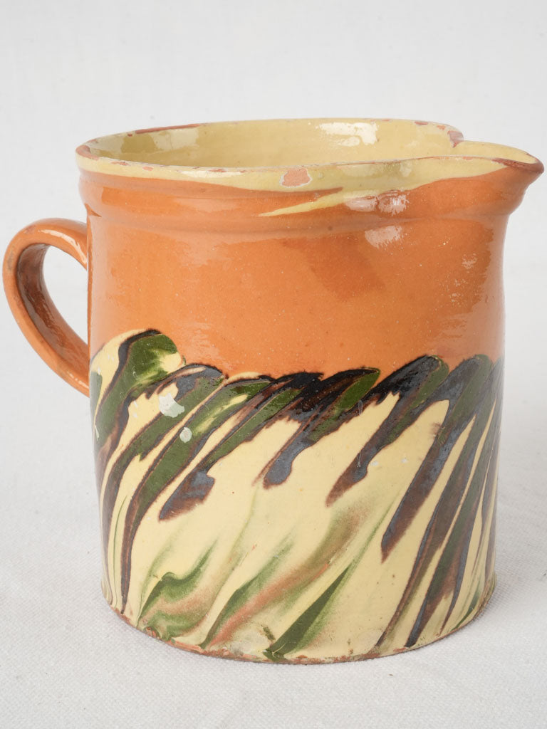 Antique vibrant Vallauris jaspé pitcher  