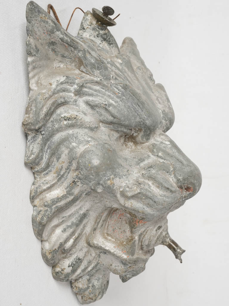 19th century salvaged zinc fountainhead - lion - 12½