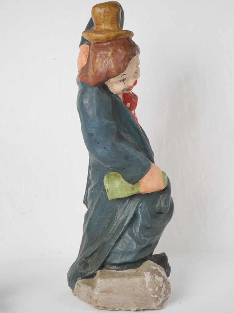 Nostalgic expressive clown sculpture