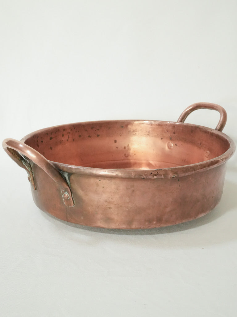 Aged copper cookware with handles