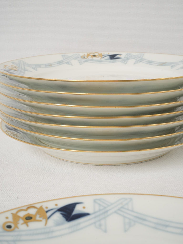 Antique interlacing blue pattern plates