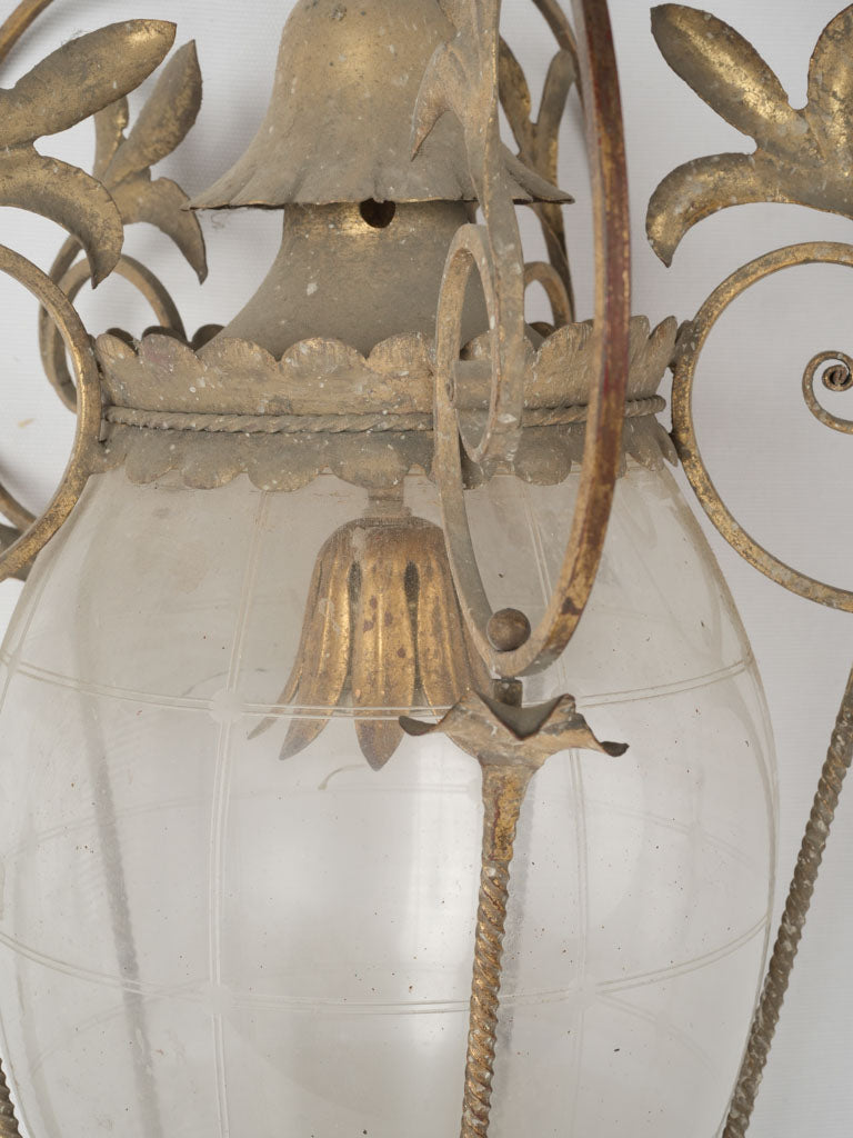 Rare gilded iron scroll lantern