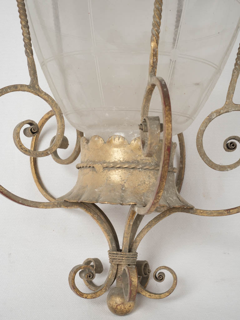 Aged French lantern with fleur de lys