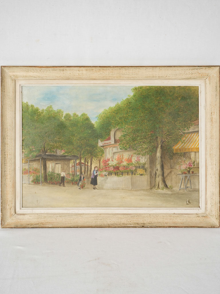 Charming 1930s village florist painting