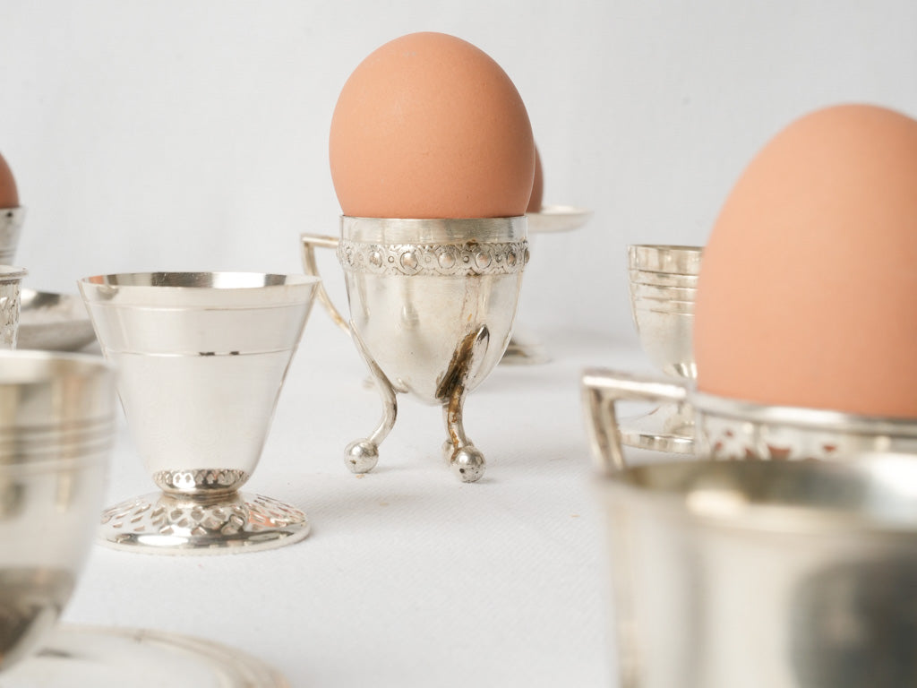 Petite vintage silver egg cups