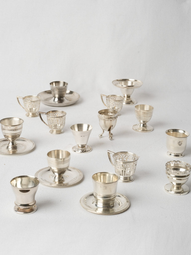 Stunning engraved silver egg cups