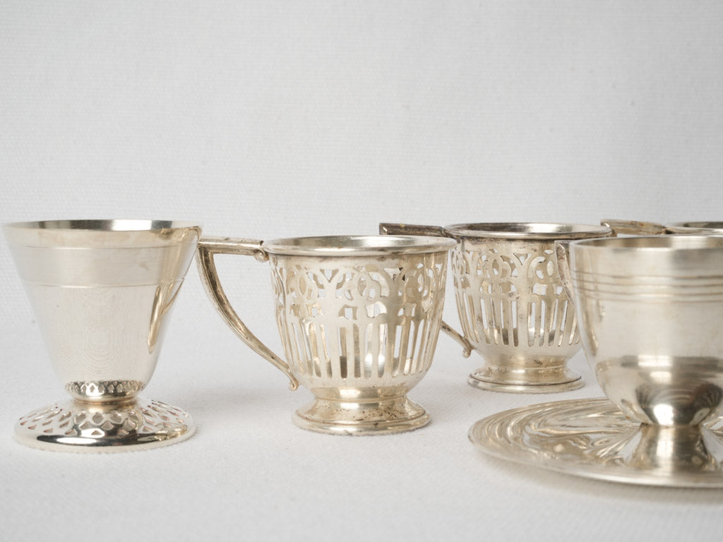 Unique engraved silver egg cups