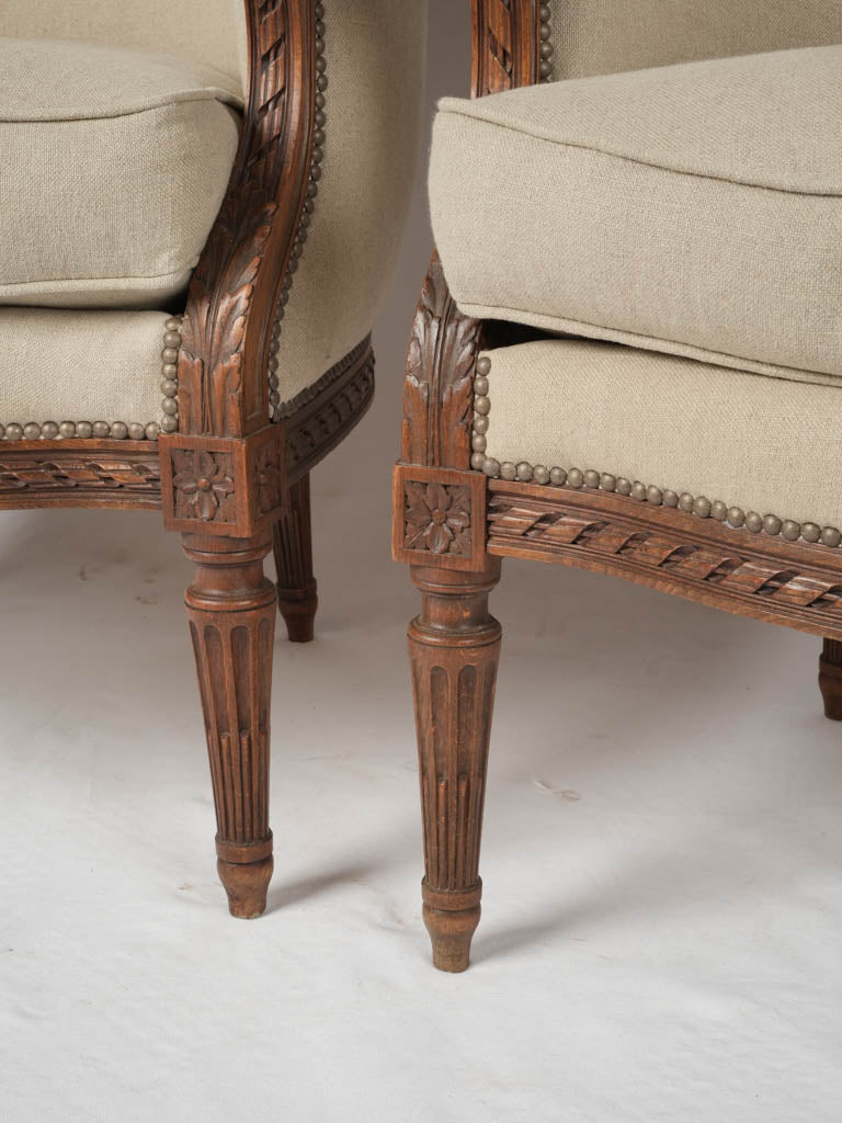 Floral walnut Louis XVI chairs