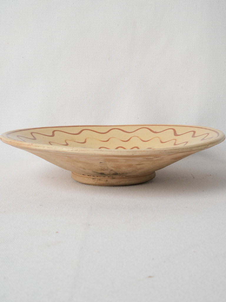 Rustic yellow Provencal footed fruit bowl