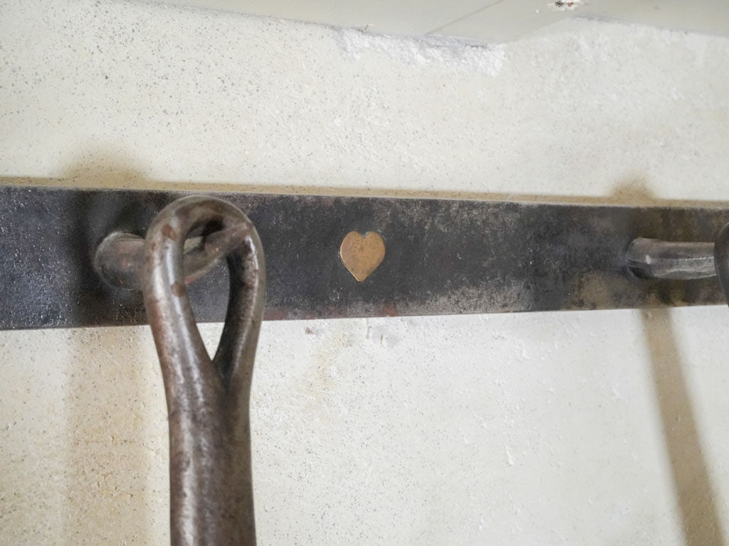 Rustic iron butcher's hooks with hearts