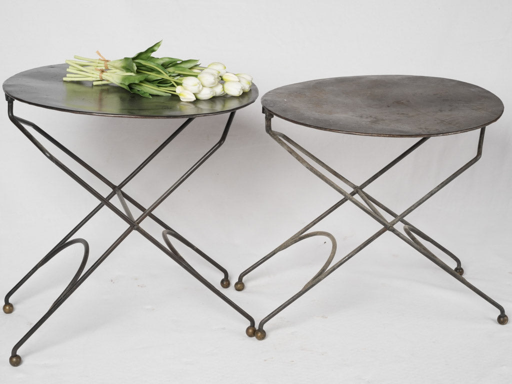 Weathered black patina garden tables