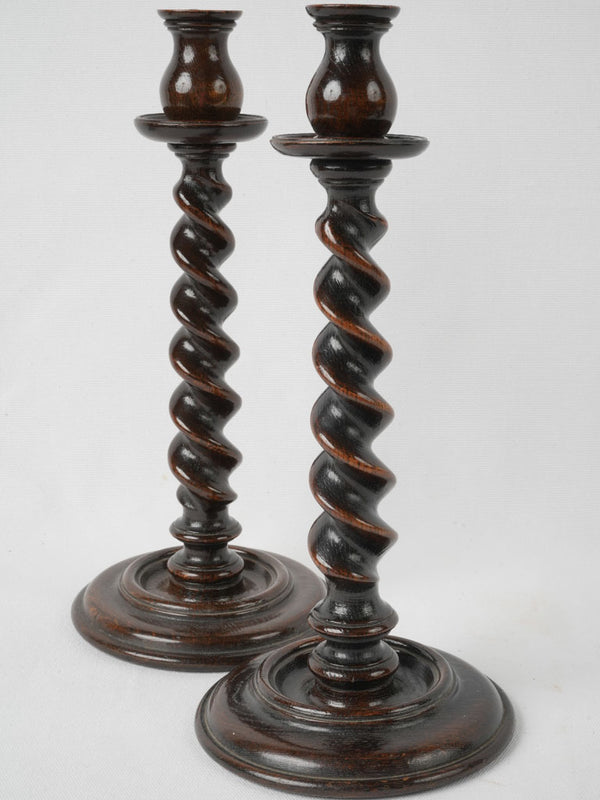 Antique mahogany candlesticks