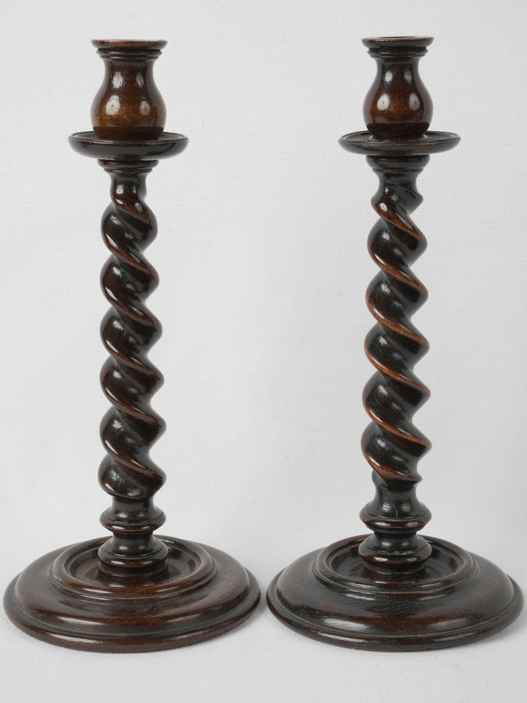 Vintage mahogany Victorian candle holders