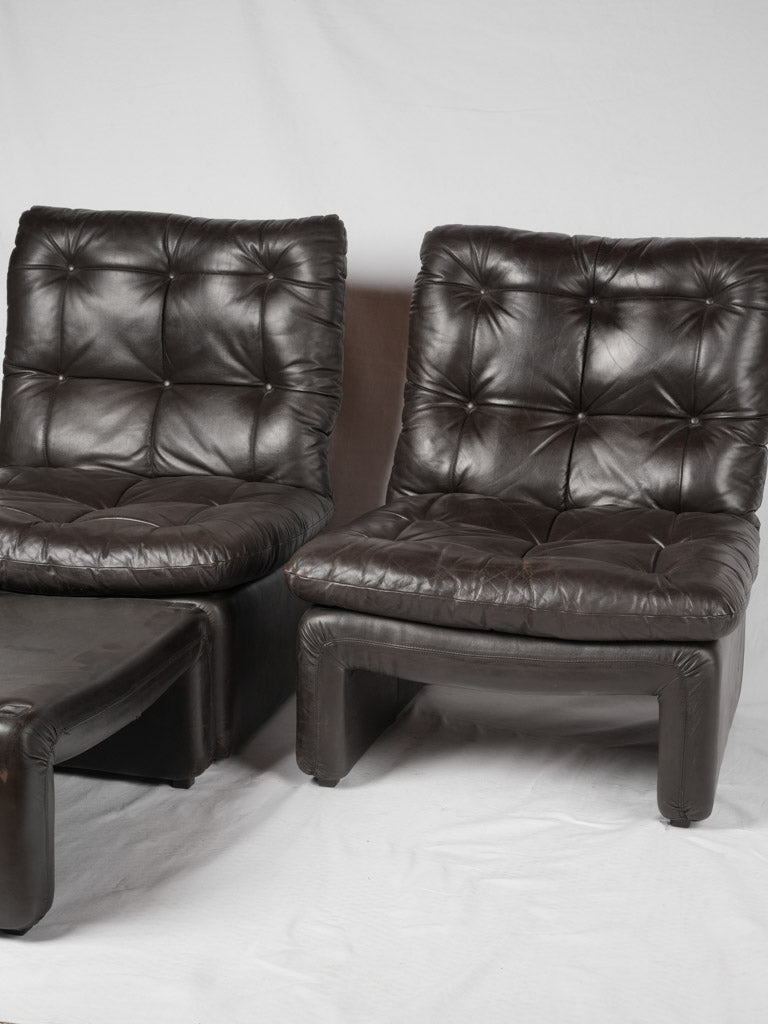 Stylish Italian black leather sofa