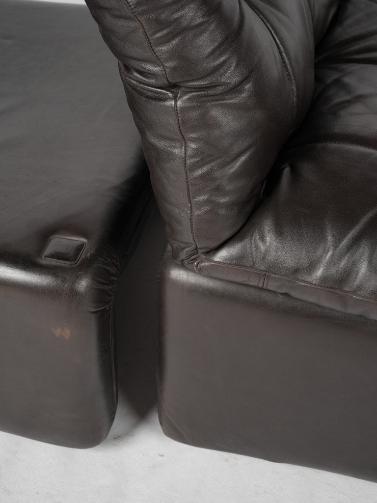 Exceptional vintage black leather sofa