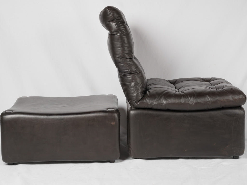 High-quality Italian black leather sofa