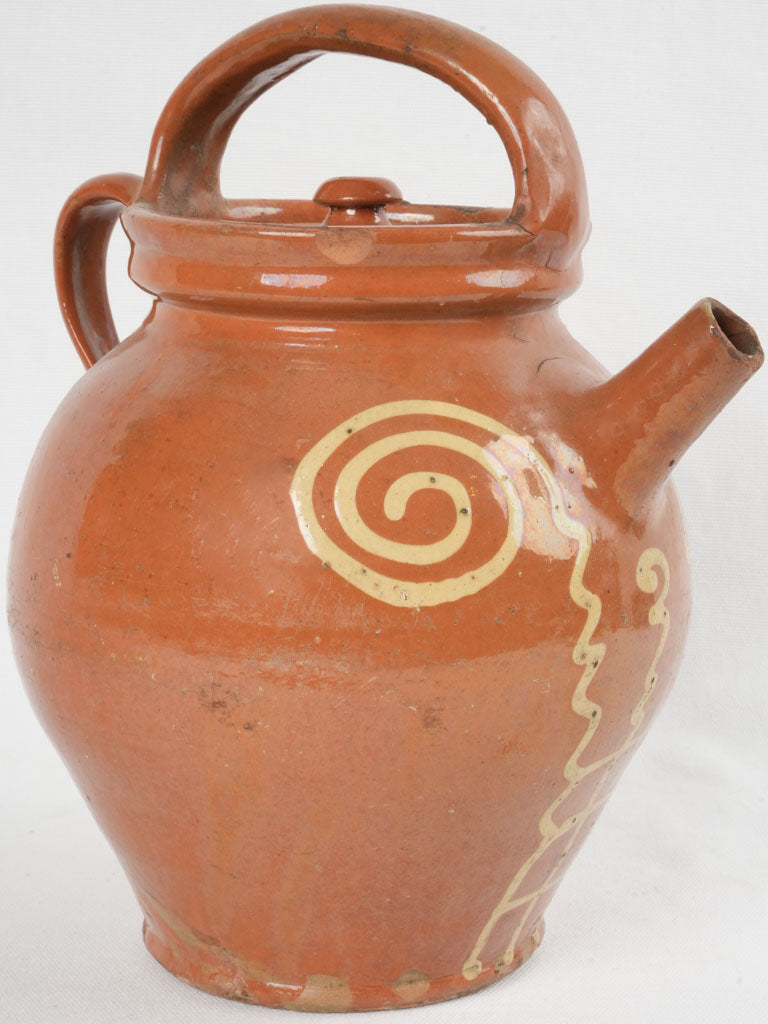 Antique Savoyard cruche, red-brown glaze