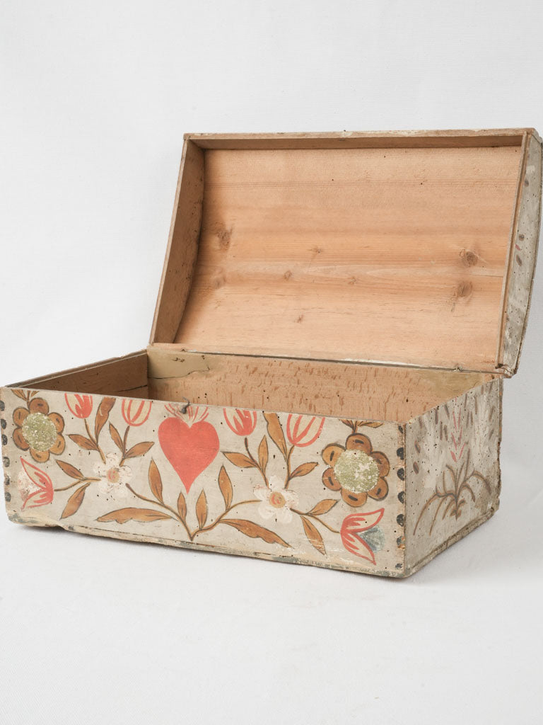 Aged hand-painted marriage keepsake chest