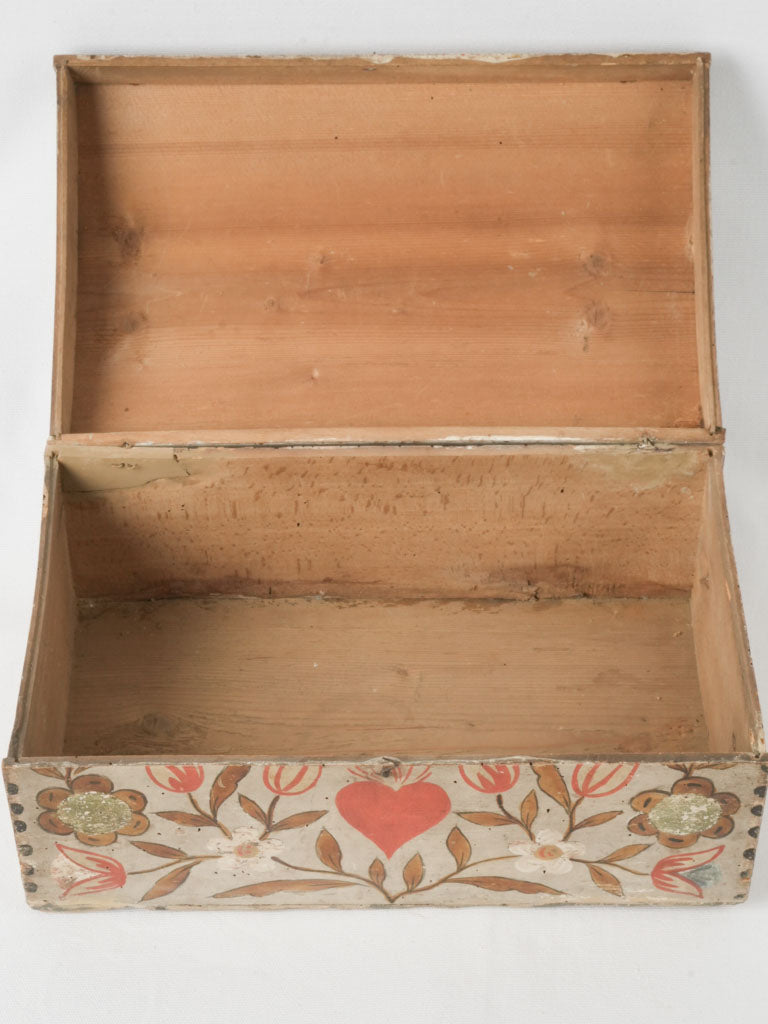 Floral motif rustic French trousseau box