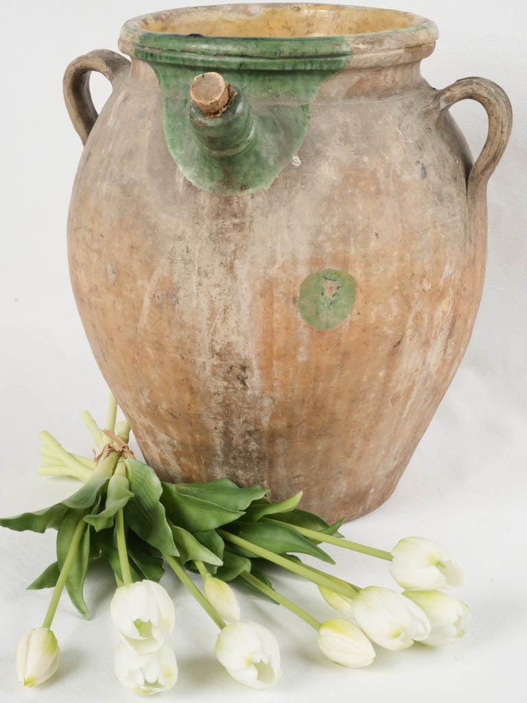 Vintage green-glazed French pottery piece