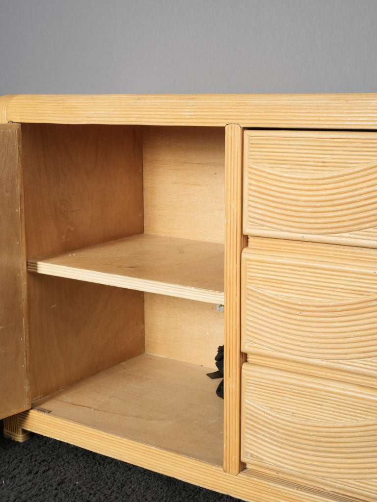 Exquisite straw-colored pencil reed marquetry sideboard