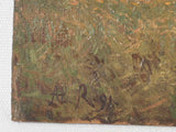 Verdant antique village creek painting