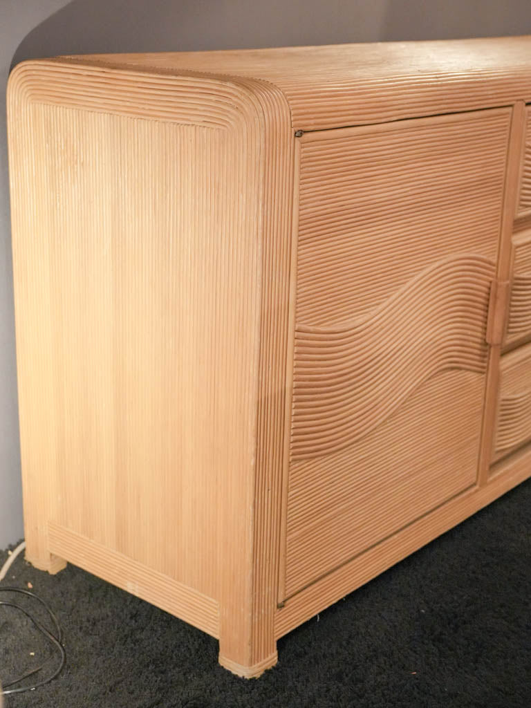 Exquisite 1970s pencil reed marquetry credenza