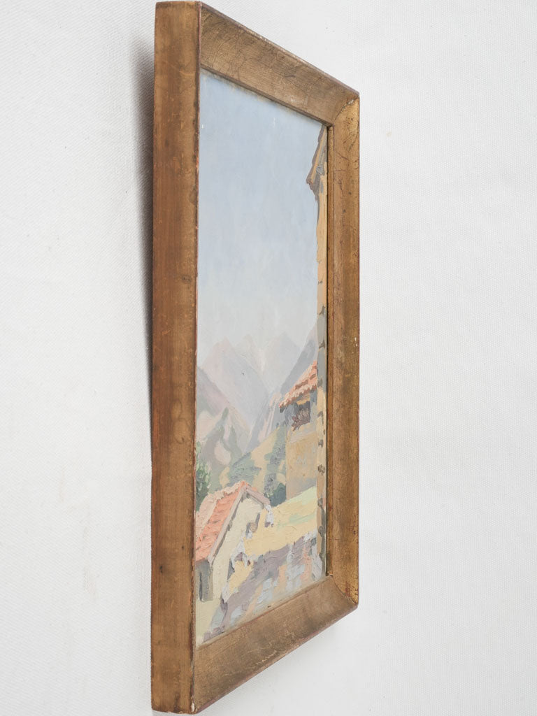 Aged Alpes-Maritimes vintage mountain painting