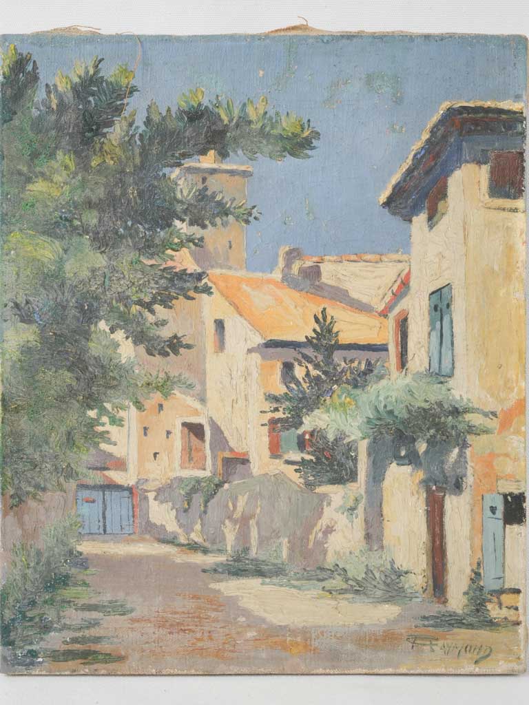 Vintage French village houses painting