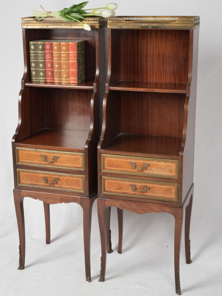 Ornate antique French rosewood nightstands