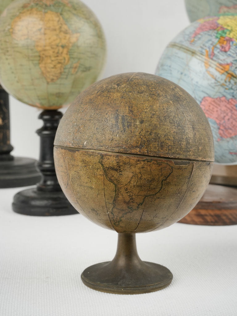 Vintage English brass globe set