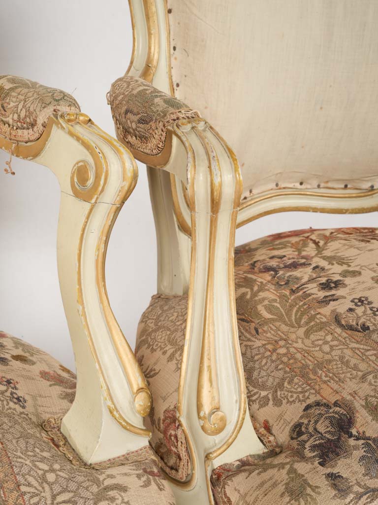 Luxurious unrestored Louis XV armchairs