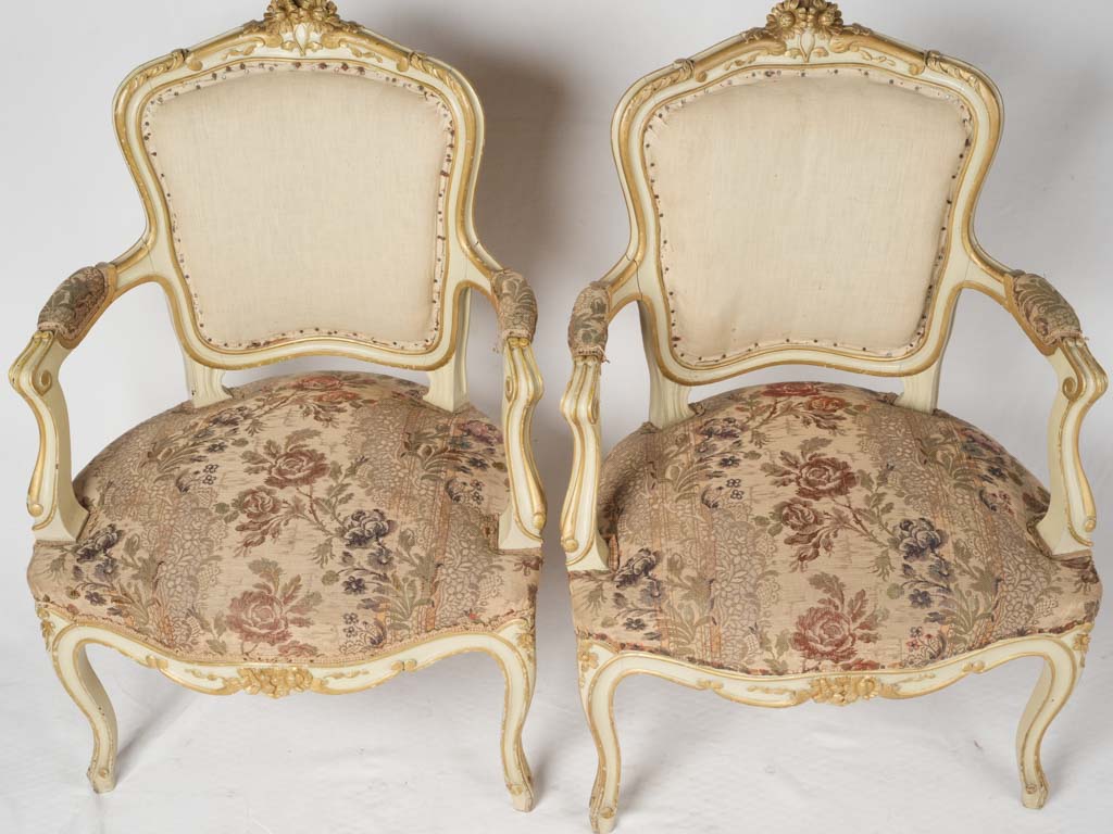 Vintage Louis XV armchairs with gilding