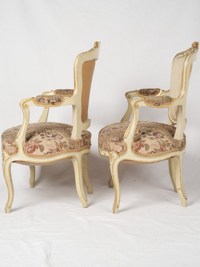 Lavish lacquered Louis XV armchairs