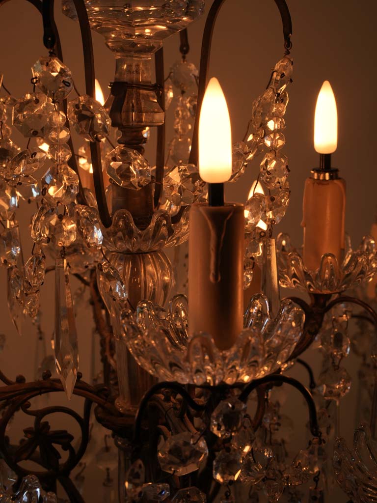 Elegant cascading crystal bronze candelabra