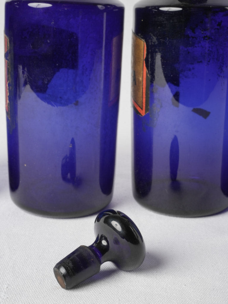 Rich blue glass medicine container  