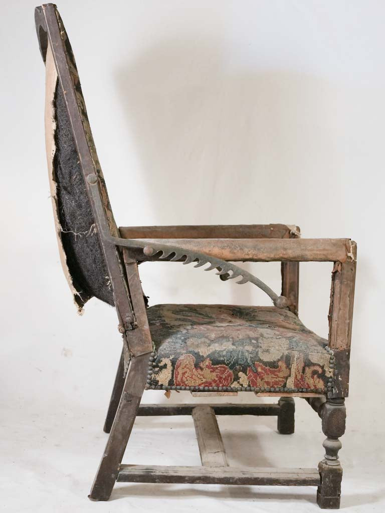 Louis XIV medical reclining chair w/ tapestry