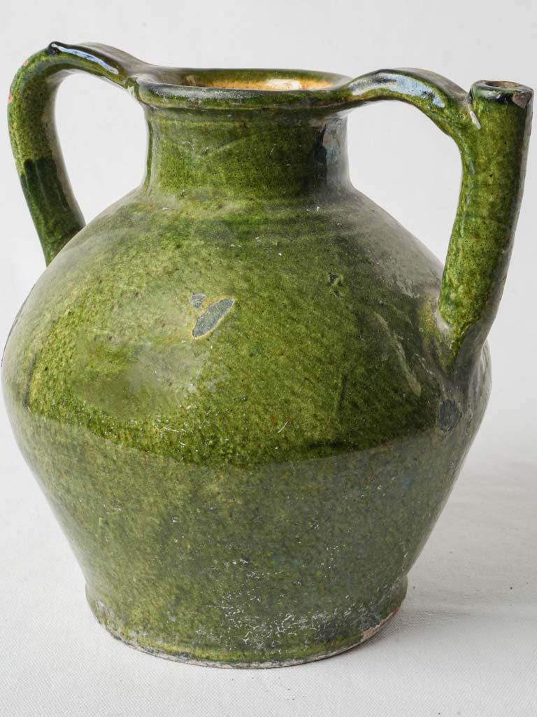 Antique green-glazed French orjol