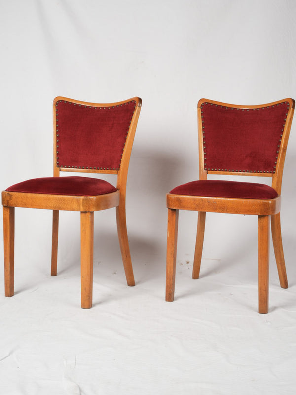 Vintage Red Velour Upholstered Seating