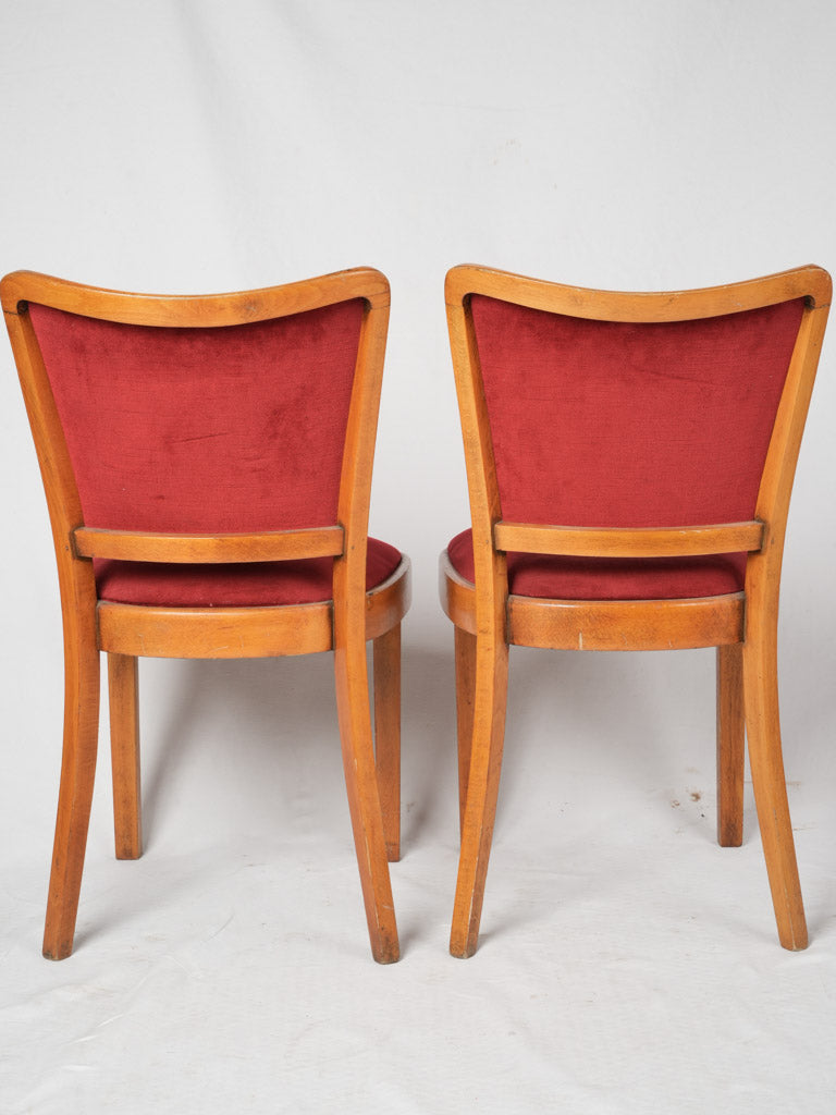 Charming Red Velour Upholstered Chairs