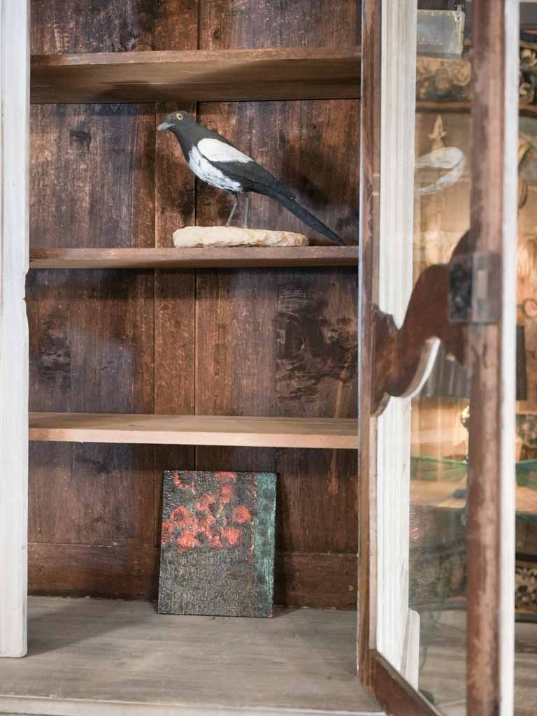 Baroque-inspired walnut vitrine with shelves