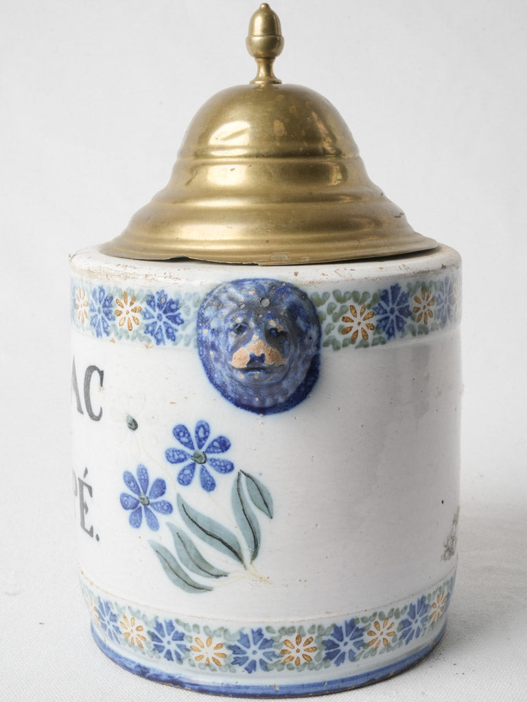 Elegant brass-lidded snuff jar  