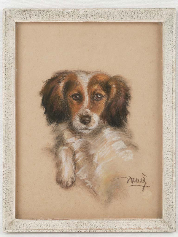 Vintage spaniel pastel portrait artwork