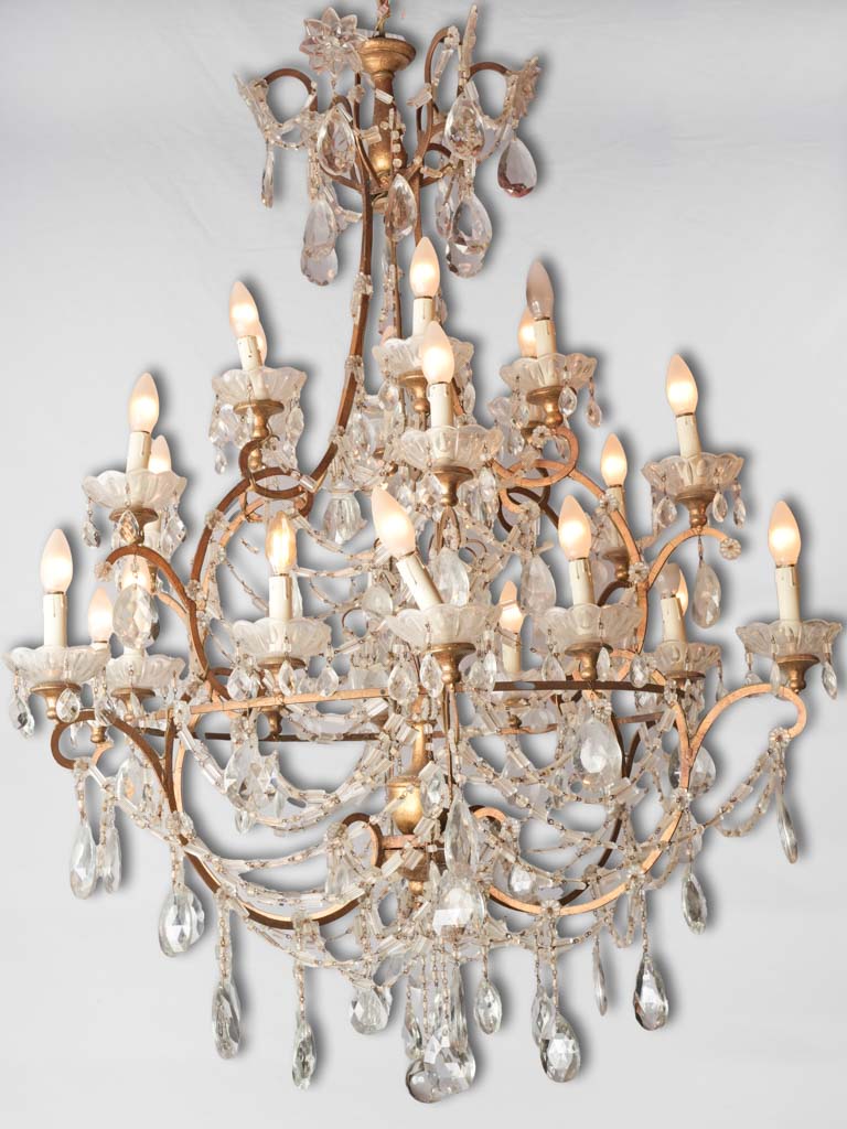 Vintage Italian gilded iron chandelier