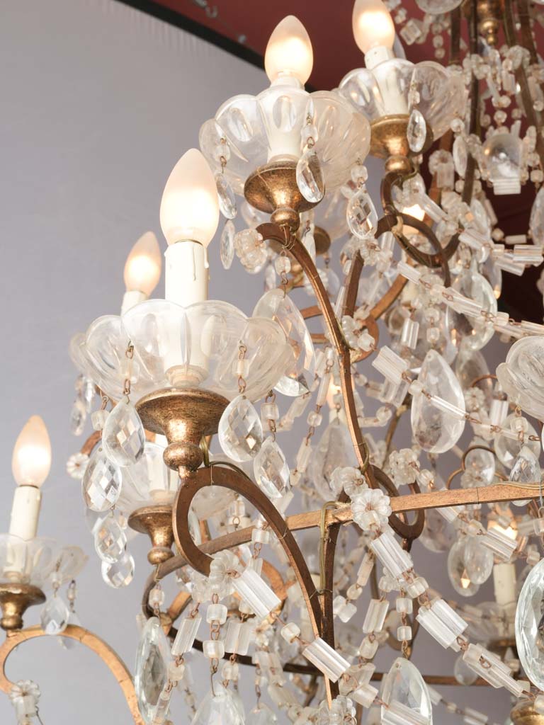 Classic large gilded wood chandelier