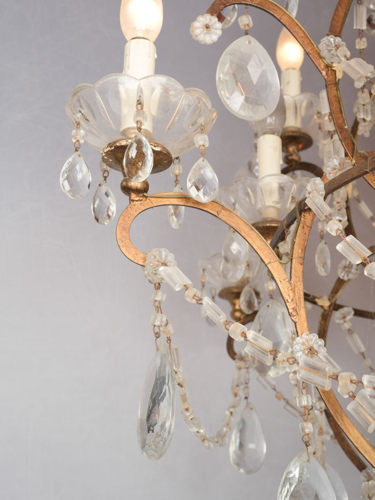 Elegant 1940s gilded iron light fixture